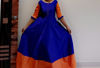 Picture of Royal blue and orange combination long frock