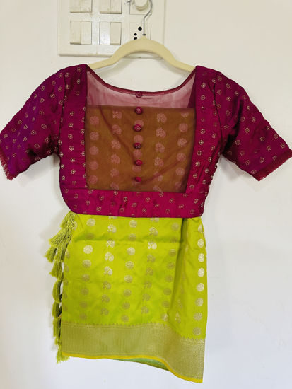 Picture of Banaras saree with contrast blouse