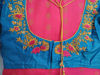 Picture of Pink nd blue combination pattu saree with beautiful  Maggam work blouse