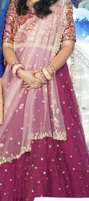 Picture of Grape wine Lehenga, with blouse and dupatta