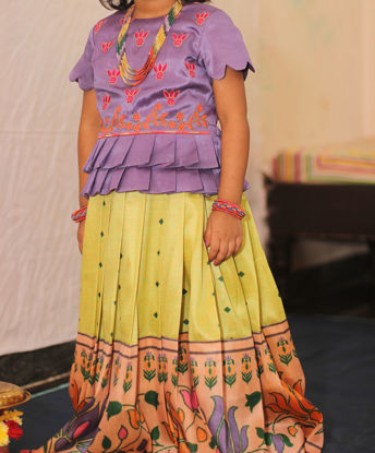 Picture of Tussar top & lehenga For 4-5Y