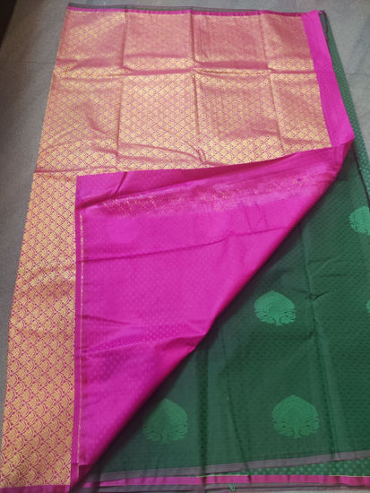 Picture of Bottle green - Semi silk saree