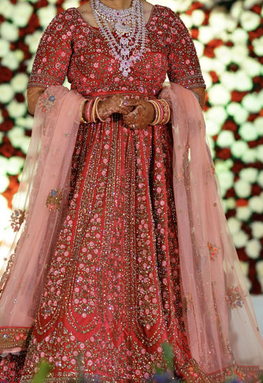 Picture of Beautiful pink heavy bridal lehenga