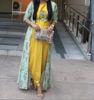 Picture of Bright Yellow crop top and dhoti with jacket