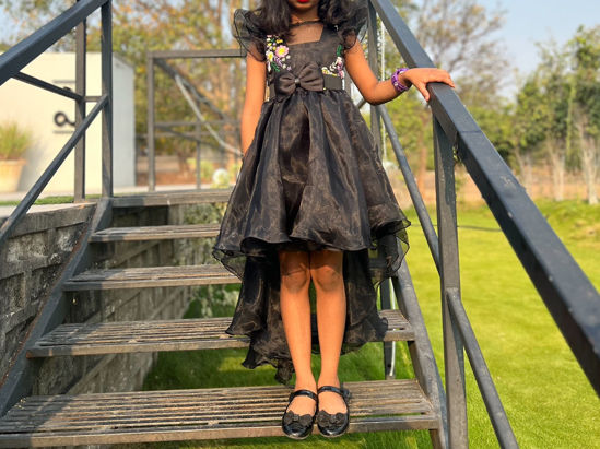 Picture of Black high and low Frock with embroidery For 6-8Y