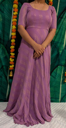 Picture of Beautiful Lavender Georgette thread work long frock