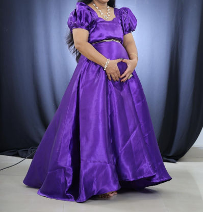 Picture of Satin Violet Maternity Shoot Frock