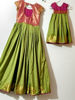 Picture of Mom and Daughter(2-4Y) Green and pink kanchi pattu long frocks combo