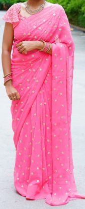 Picture of Designer pink saree with blouse