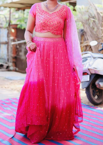 Picture of Pink Lehenga with blouse and Dupatta