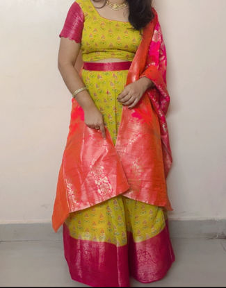 Picture of Stunning lemon yellow lehanga with Benaras dupatta