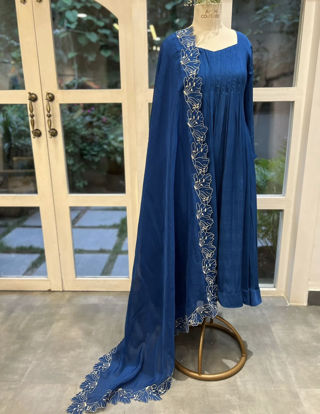 Picture of Blue Anarkali with hand work duppata