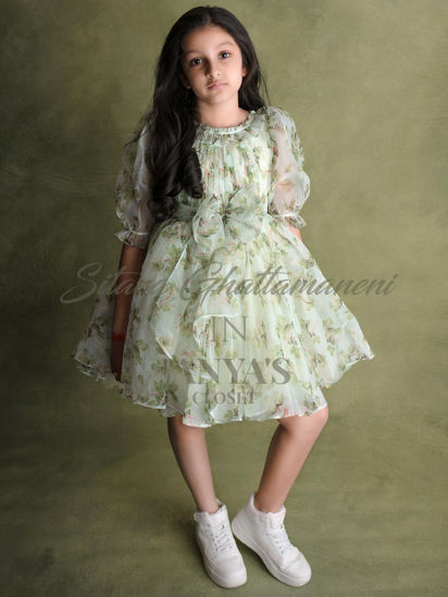 Picture of Green Floral teens Ranjana Frock For 8-10Y