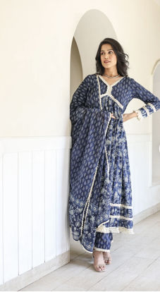 Picture of Indigo Anarkali suit set from rivaaj clothing