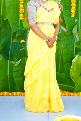 Picture of Haldi ruffled saree