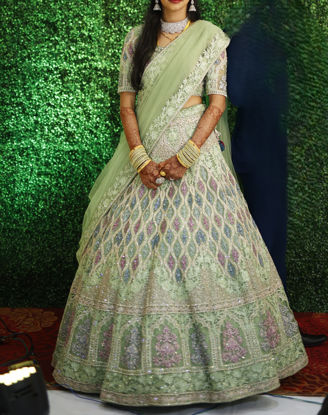 Picture of Bridal Pista Color Embellished Lehenga