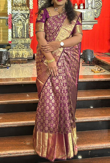 Picture of Magenta pattu saree with zardozi blouse