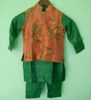 Picture of Green Tussar Kurta with Floral Coat For 2-4Y