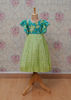 Picture of Pista teal floral frock from vastrasuka for 9-10 yrs