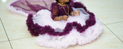 Picture of Purple colour netted dress with tail For 1-2Y