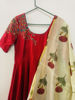 Picture of Pure raw silk Maroon anarkali suit with chanderi dupatta