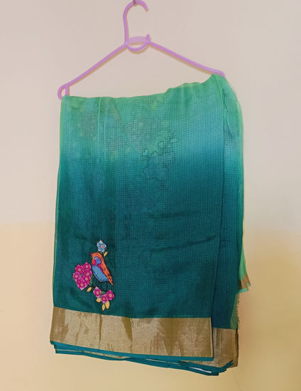 Picture of Kota silk saree with unstitched blouse