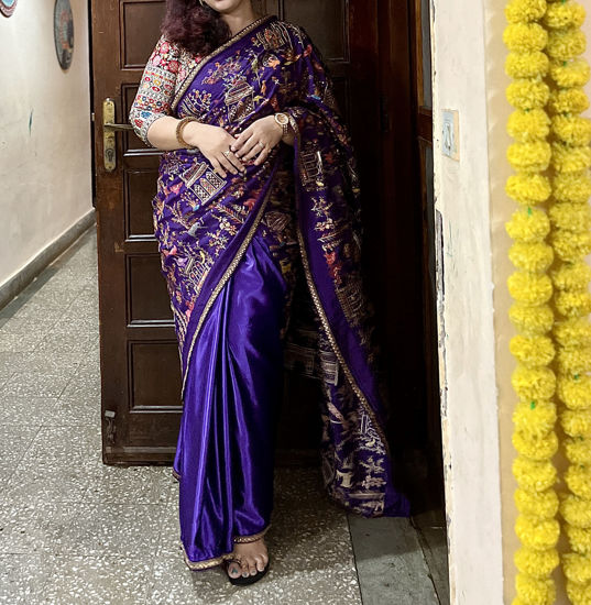 Picture of Luxury bright Russian Violet Silk saree