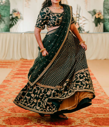 Picture of Bottle Green Bridal Lehenga