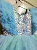 Picture of Designer Ice blue dual shade colour layered net frock 2-3y