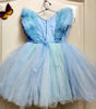 Picture of Designer Ice blue dual shade colour layered net frock 2-3y