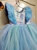 Picture of Designer Ice blue dual shade colour layered net frock 2-3y