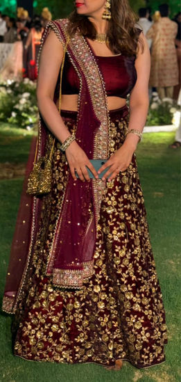 Picture of Mohey maroon velvet lehenga