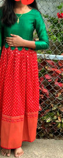 Picture of Red banarasi long frock for 12-15Y