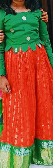 Picture of Red pattu long frock for 8-10Y