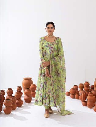 Picture of Green printed Anarkali set from rivaaj clothing