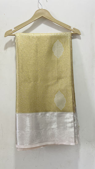 Picture of Gold and baby pink new semi Kanjeevaram saree