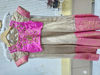 Picture of 5-6Y Gold organza with kanchi border aari work blouse pavadai set with dupatta and belt