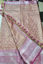 Picture of Semi pattu gold orange saree with pink border