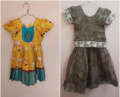 Picture of Pichwai frock and Organza lehenga combo for 1-3Y