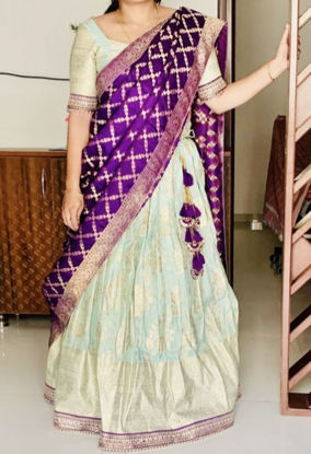 Picture of Benaras tissue lehenga with crape benaras dupatta