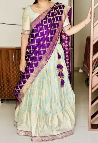 Picture of Benaras tissue lehenga with crape benaras dupatta