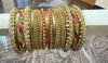 Picture of Combo of AD stone necklace, haram and Silk Thread and kundan stone Bangles - Size 2.6