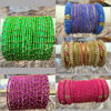 Picture of Combo of AD stone necklace, haram and Silk Thread and kundan stone Bangles - Size 2.6