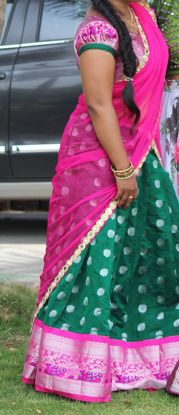 Picture of Green and Pink Uppada Pattu Saree