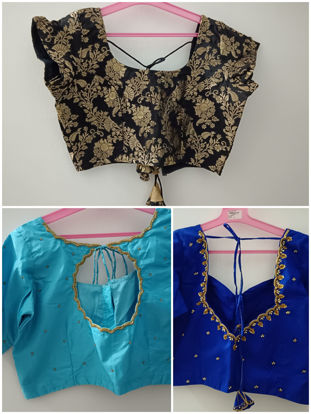 Picture of Maggam work and brocade blouses combo