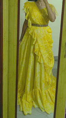 Picture of Lemon yellow ruffle Lehenga