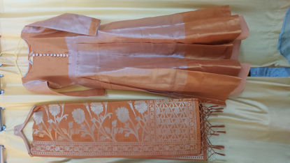 Picture of Gold colour tissue long frock