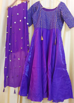 Picture of Puple color floor length party wear dress