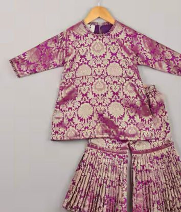 Picture of Purple Brocade Kurta Sharara Set For 2Y