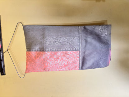 Picture of Peach and Grey Semi Silk Saree